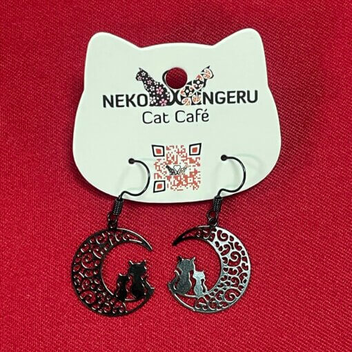 Earrings - Cats in Black Crescent